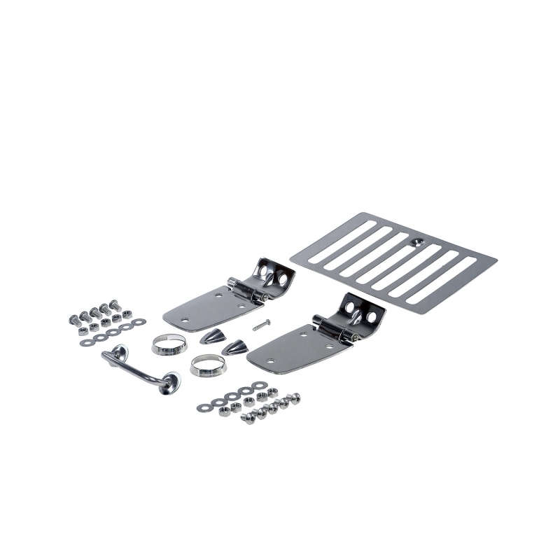 Jeep Wrangler Hood Kit - Rugged Ridge - Stainless Steel - `98-`06